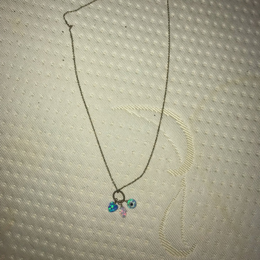 Evil eye, heart, and hand (hamsa) necklace